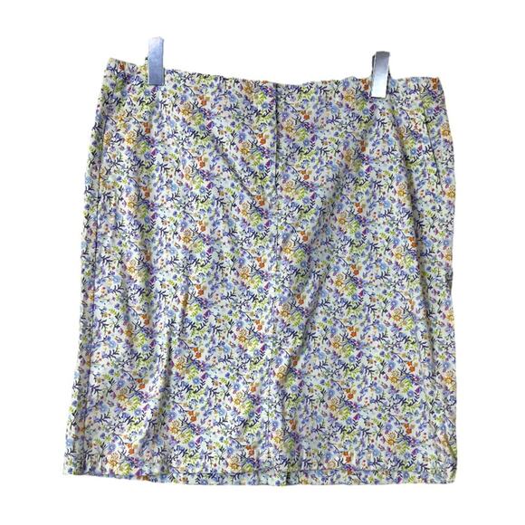 J. Jill Skirt Cream Blue Multi Floral Live-in-Chino Casual Pockets Size 14 Plus - Picture 3 of 12